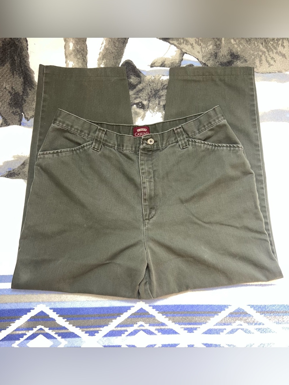 Vintage Riders Casuals Olive Green Straight Leg Workwear Pants Size 31x26
